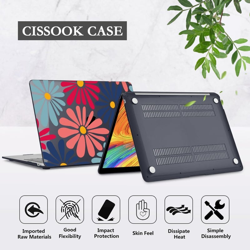 CISSOOK Compatible with MacBook Air 13 inch Case 2021 2020 2019 2018 Release A2337 M1 A2179 A1932, Plastic Hard Shell Case Keyboard Cover Screen Film for MacBook Air 13.3 inch, Daisy Flowers - Image 5